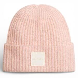 NWT COACH Colorblock Beanie With Rubber Patch. Peach/Chalk